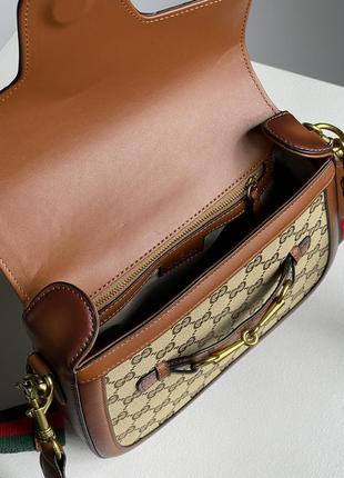 Сумочка брендированная gucci повседневная коричневая4 фото