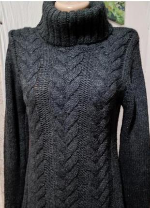 Теплый удлиненный женский свитер ,,косами,,1 фото