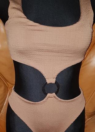 Коричневий купальник монокіні missguided 10-38