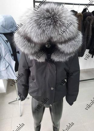 Жіноча зимова куртка бомбер з натуральним хутром блюфрост , розміри з 42 по 585 фото