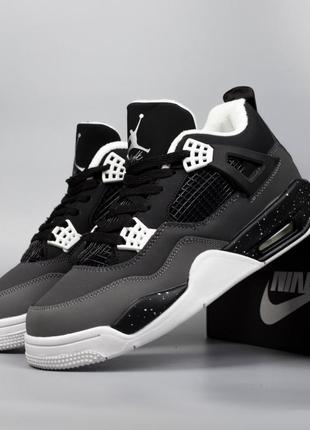 Чоловічі кросівки nike air jordan 4 retro fur black gray