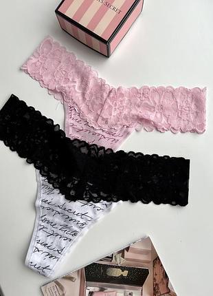 Набор коттоновых трусиков с кружевом victoria’s secret