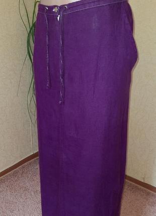 Льняная юбка с разрезами и с карманами италия4 фото