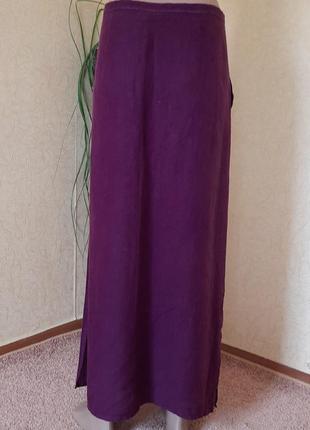 Льняная юбка с разрезами и с карманами италия7 фото