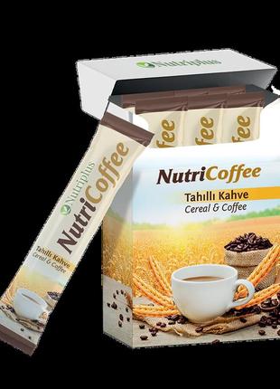 Розчинна злакова кава з ячменем та житом в стіках nutriplus nutricoffee farmasi, 16 шт по 2 г