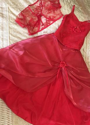Нарядное карнавальное бальное красное платье сукня4 фото