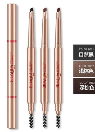 Двухсторонний водоустойчивый карандаш для бровей со щеточкой bioaqua b0115 фото