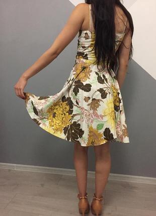 Платье на бретельках винтажное солнце кльош с цветами4 фото