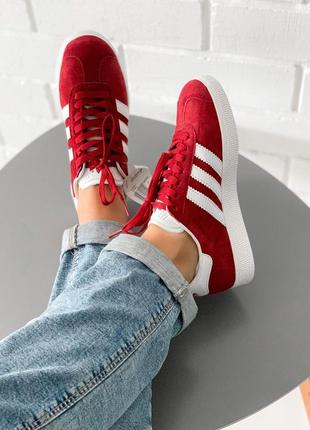 Кросівки adidas gazelle bordo red кросівки2 фото