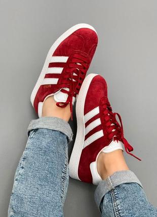 Кросівки adidas gazelle bordo red кросівки9 фото