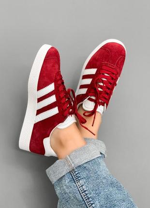 Кроссовки adidas gazelle bordo red кросівки