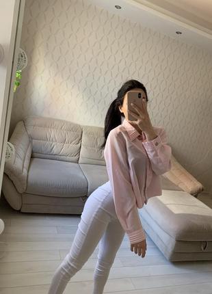 Нежно-розовая рубашка ,блузка укорочённая