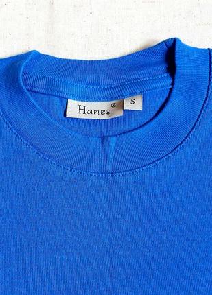 Футболка базовая однотонная голубая "hanes" америка размер s (10-12лет)2 фото