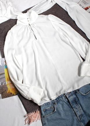 Белая блуза с шарфом zara зара размер м 383 фото