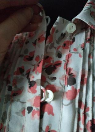 Светлая бежевая блуза, рубашка, блузка в цветок, летняя, лёгкая,4 фото