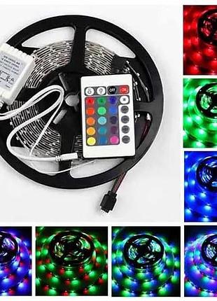 Светодиодная led лента 5м с блоком питания и пультом управления, многоцветная rgb2 фото