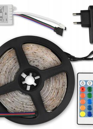 Светодиодная led лента 5м с блоком питания и пультом управления, многоцветная rgb4 фото