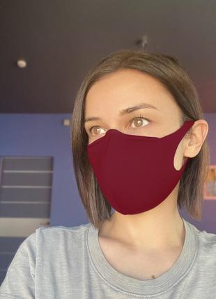 Маска-пітта з фіксацією чорна з неопрену бордова