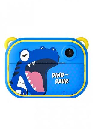 Дитячий фотоапарат з друком динозавр для фото та відео full hd, синій