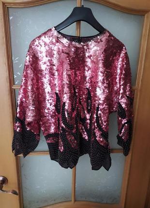Шикарная винтажная блуза топ из пайеток, от iris,p. 44