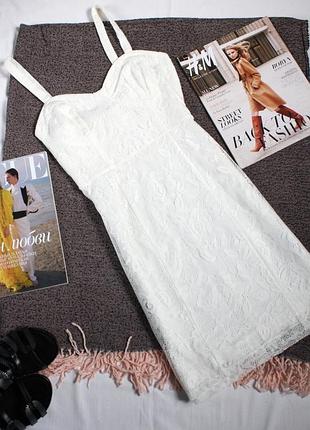 Белое кружевное платье с размер 36 forever 21 белый сарафан