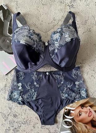 Женское нижнее белье больших размеров синий комплект lanny mode на 7 размер груди
