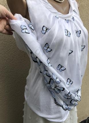 Шовкова блуза майка туніка,вишивка метелики,етно стиль бохо3 фото