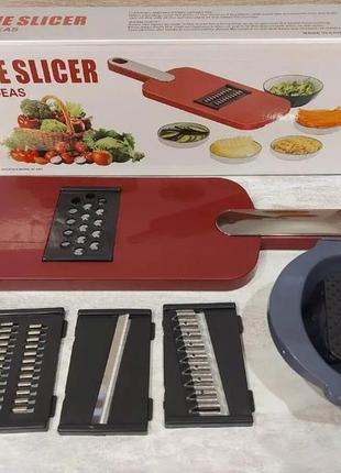 Удобная овощерезка-измельчитель мульти-слайсер для овощей и фруктов 5 в 1 veggie slicer kitchen ideas2 фото