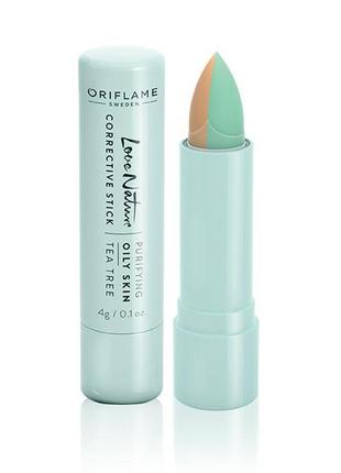 Антибактеріальний двосторонній олівець чайне дерево love nature corrective stick1 фото