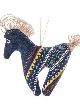Іграшка оригінальна джинсова "коник графічний" ручної роботи, handmade фольклорний домашній декор1 фото