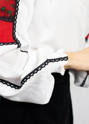 Вишиванка жіноча біла лляна "шалянова" ручної роботи з якісною вишивкою, український національний8 фото