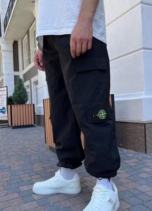 Штани чорні карго stone island1 фото