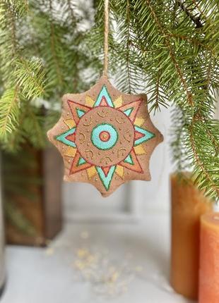 Сувенір текстильний кавовий ароматизований "зірка різдвяна маланка" ручної роботи,...