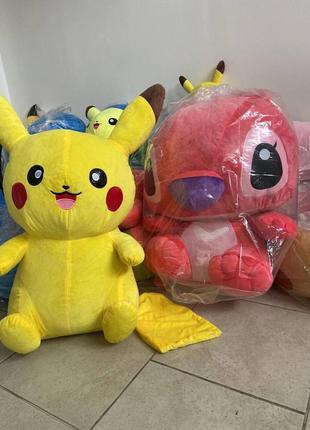М'яка плюшева іграшка пікачу 75 см із усмішкою покемон pokemon  гіпоалергенна іграшка пікачу, велика подушка пікачу, жовтий5 фото