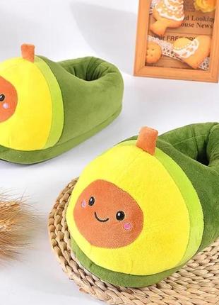 Тапочки авокадо тапки кигуруми для взрослых и детей домашние тапочки тапочки авокадо тоторо плюшевые3 фото