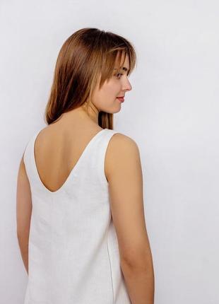 Сукня жіноча лляна біла з ручною вишивкою zirka6 фото