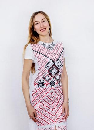 Сукня жіноча біла лляна "trypilska" ручної роботи з якісною вишивкою, український одяг жіночий2 фото