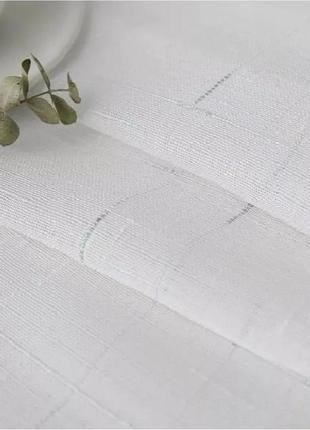 Тюль лен белый штрих, тюль лен штрих, в зал та спальню