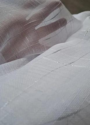 Тюль лен белый штрих, тюль лен штрих, в зал та спальню