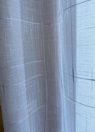 Тюль лен белый штрих, тюль лен штрих, в зал та спальню