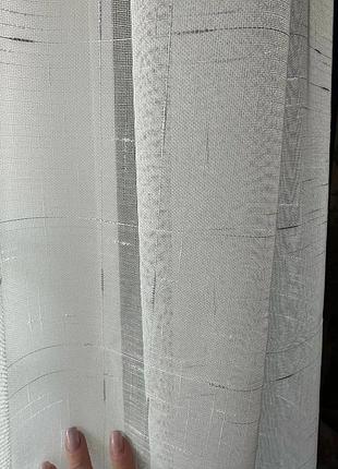 Тюль лен белый штрих, тюль лен штрих, в зал та спальню