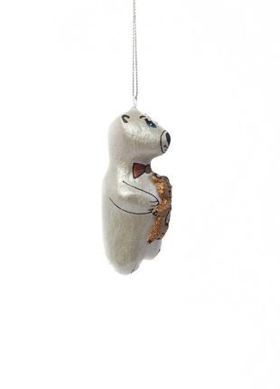 Ялинкова іграшка скульптурна "ведмедик з ведмежатком" ручної роботи, handmade милий святковий декор2 фото