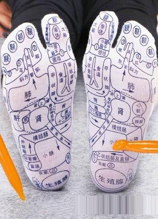 Шкарпетки масажні, з графічним зображенням акупунктурою точок стопи, рефлексна зона стопи, масажні