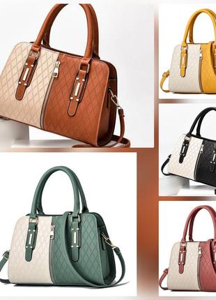Женская городская сумка сумочка на плечо стильная повседневная двухцветная1 фото