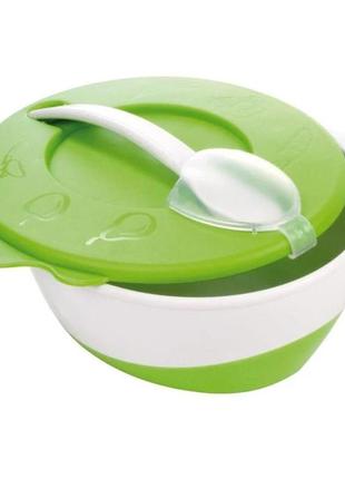 Набір для годування тарілка з ложкою зелена canpol babies (5901691813113)