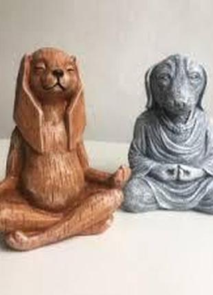 Причудливый серый будда статуэтка медитация собака йога декор