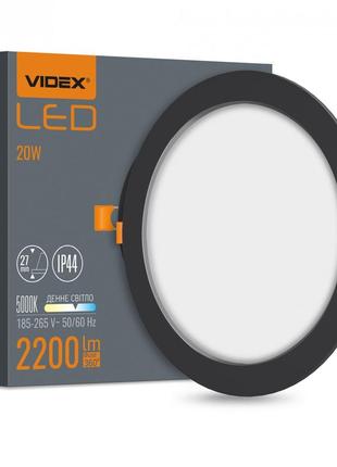 Led світильник back вбудований круглий videx 20 w 5000 k black