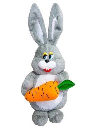 Мягкая игрушка zolushka заяц с морковкой 56см (zl459)