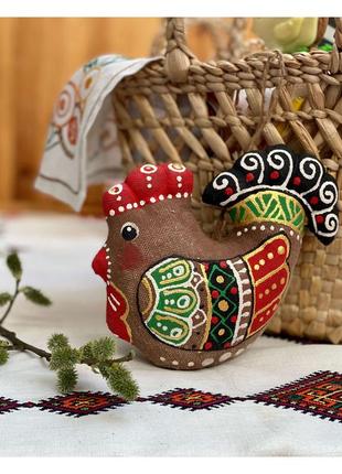 Сувенір кавовий ароматизований текстильний "півень підвісний" ручної роботи, handmade святковий декор