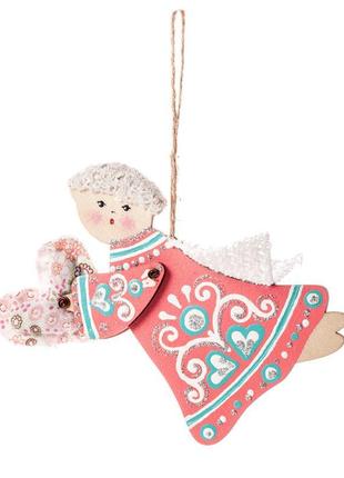 Сувенір фанерний "коралове янголя, яке приносить щастя" ручної роботи, handmade новорічна прикраса на ялинку